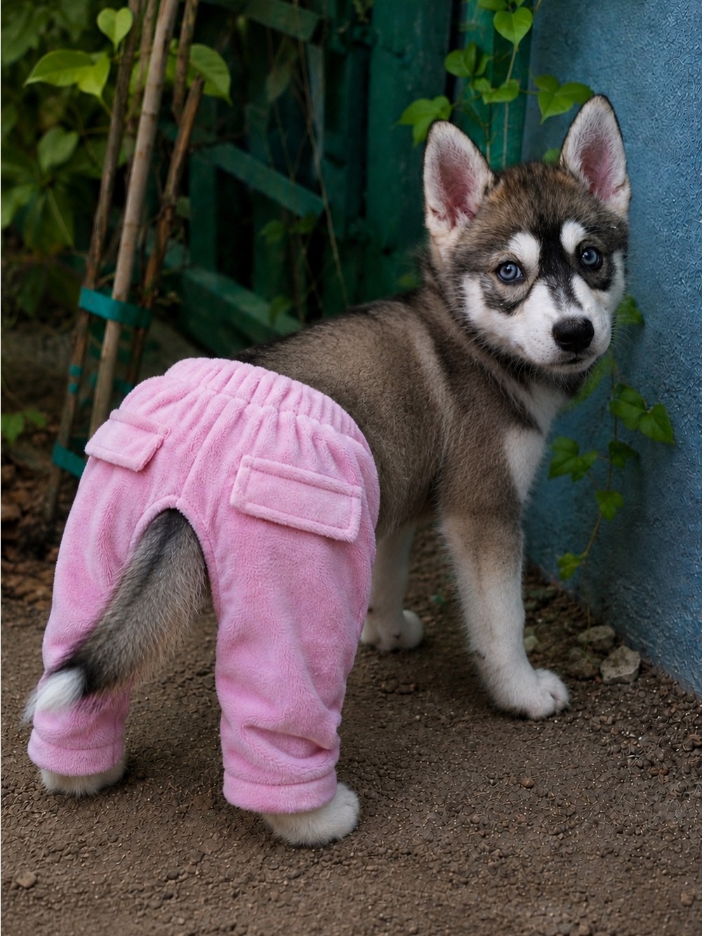 Zack & Zoey pink plush dog pants, size Medium